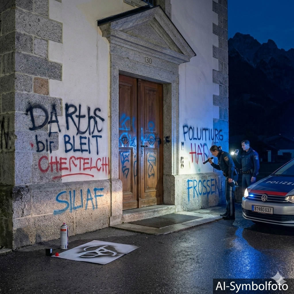 Bild zu Erneuter Vorfall in Tirol: Kirche in Strassen mit Farbspray verunstaltet