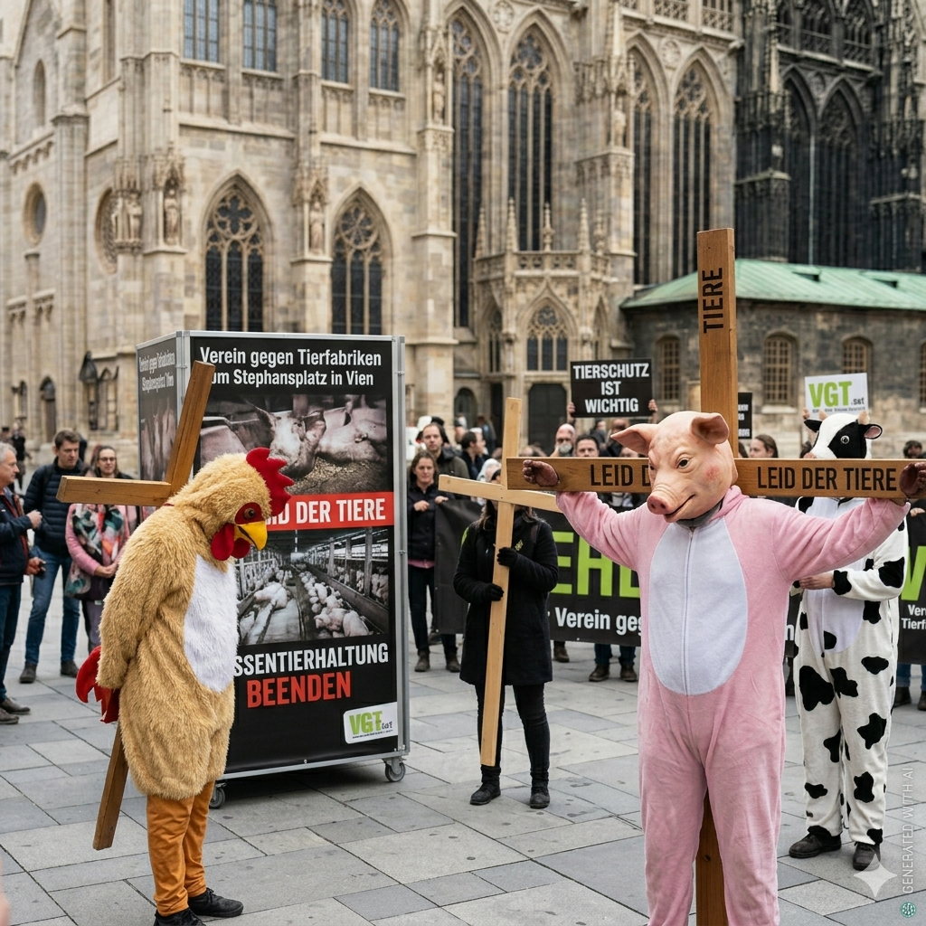 Bild zu Instrumentalisierung christlicher Symbole bei VGT-Aktion in Wien